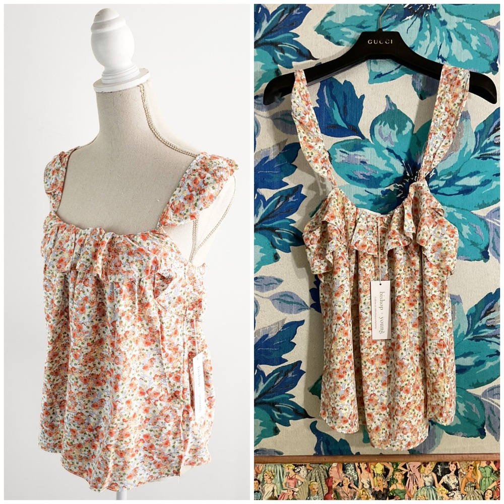 Bishop + Young Romance Cami Floral Print Flutter Sleeve Size Small